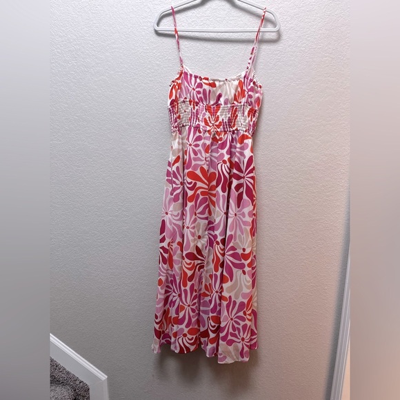 Hutch Floral Maxi Dress M Orange Pink White Style 11055 Resort Barbiecore Coasta - Picture 5 of 7
